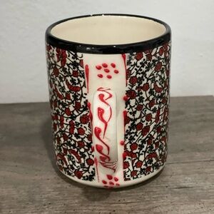 Nakkas Turkish Floral Ceramic Mug Red and White Florals! Beautiful!